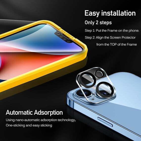 ivoler 3+3 Stück Schutz Glas Kompatibel für iPhone 14 Plus 6.7 Zoll, 3 Stücke Schutzfolie Mit 3 Stück Kameraschutz und Positionierhilfe, 9H Härte, HD Klar, Anti-Kratz, Anti-Bläschen