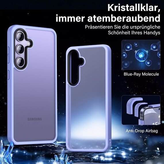 UniqueMe für Samsung Galaxy S24 Hülle, 5-in-1-Set Handyhülle für Samsung Galaxy S24 Case Rundumschutz Schutzhülle Cover,1 Handyhülle & 2 Schutzfolie & 2 Kameraschutz - Matt Lila