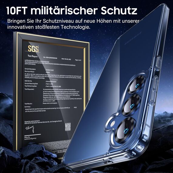 UniqueMe für Samsung Galaxy S25 Hülle - Handyhülle für Samsung S25 Case, 5 in 1 Set Rundumschutz Schutzhülle Cover,1 Handyhülle & 2 Schutzfolie & 2 Kameraschutz - Transparent