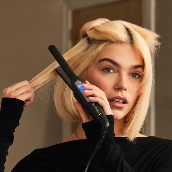 Remington Glätteisen [extra schmale Platten: für kurzes Haar, Pixies, Pony, Bart & kleine Locken] Haarglätter (Ultra-Pro-Keramikbeschichtung, LCD-Display,150-230°C) Bartglätter S5515