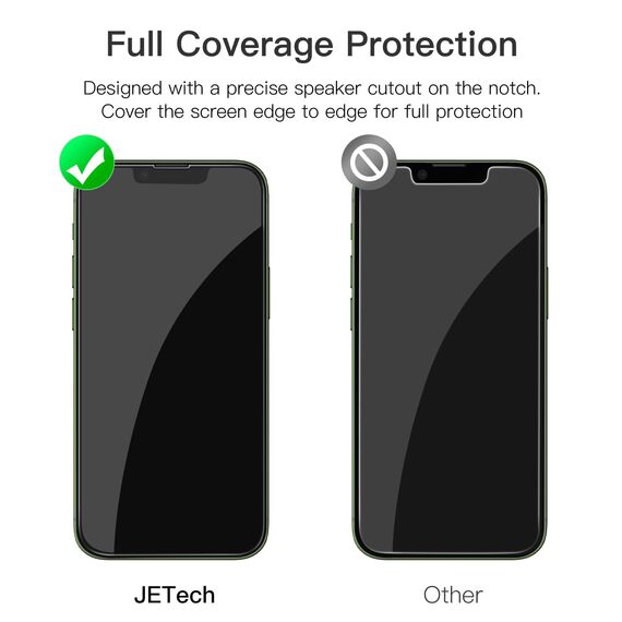 JETech Full Screen Schutzfolie für iPhone 13 mini 5,4 Zoll, Schwarzer Rand Panzer Schutz Glas Folie Displayschutz mit Einfaches Installationswerkzeug, HD Klar, 3 Stück