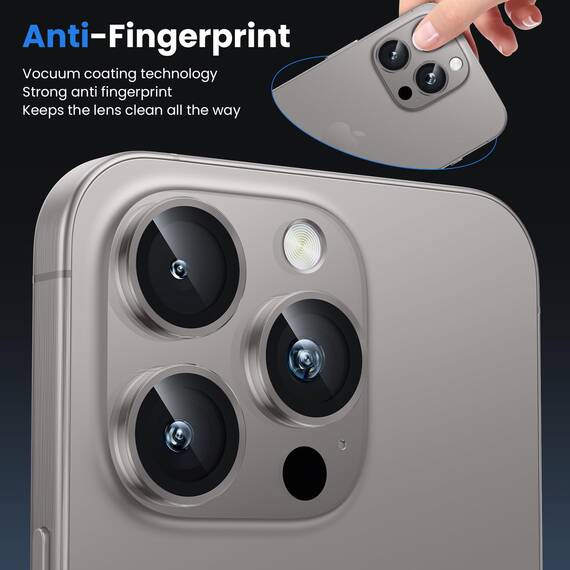 WSKEN für iPhone 16 Pro Max/iPhone 16 Pro Kameraschutz - 9H Härte Kratzfest Blasenfrei, HD Gehärtetes Kamera Metallglas Panzer Schutz Glas Displayschutz Folie,Handyhülle Freundlich,Natural Titanium