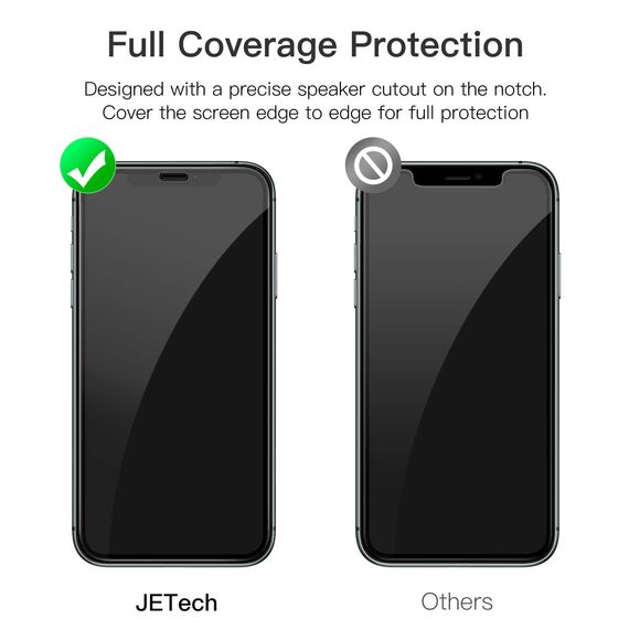 JETech Full Screen Schutzfolie für iPhone 11 Pro Max/iPhone XS Max 6,5 Zoll, Schwarzer Rand Panzer Schutz Glas Folie Displayschutz mit Einfaches Installationswerkzeug, HD Klar, 3 Stück