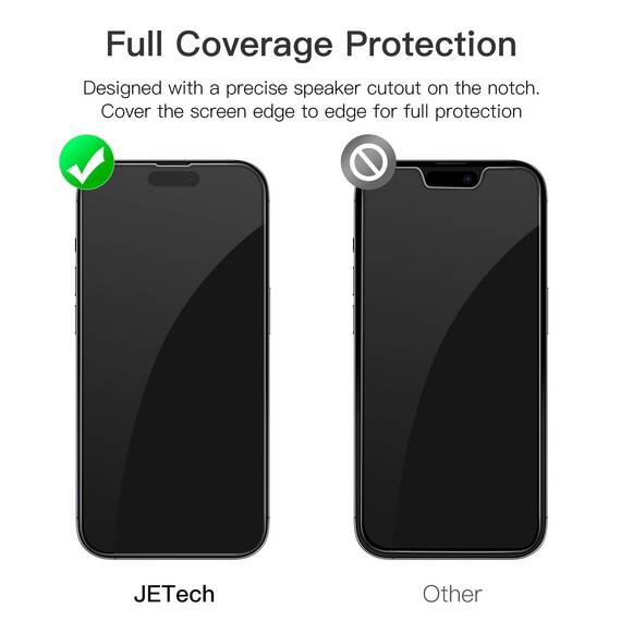 JETech Full Screen Schutzfolie für iPhone 14 Pro Max 6,7 Zoll, Schwarzer Rand Panzer Schutz Glas Folie Displayschutz mit Einfaches Installationswerkzeug, HD Klar, 3 Stück