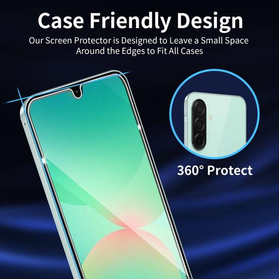 Wayneer Schutzfolie für Samsung Galaxy A26 5G für Panzerglas mit Rahmen Positionierhilfe, 3 Stück Panzer Schutz Glas & 3 Stück Kameraschutz, Anti-Kratzen Folie 9H Härte HD Folie