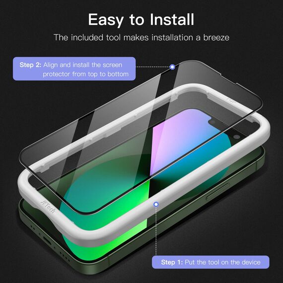 JETech Full Screen Schutzfolie für iPhone 13 mini 5,4 Zoll, Schwarzer Rand Panzer Schutz Glas Folie Displayschutz mit Einfaches Installationswerkzeug, HD Klar, 3 Stück