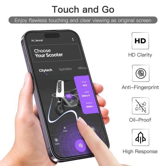 JETech Full Screen Schutzfolie für iPhone 14 Pro Max 6,7 Zoll, Schwarzer Rand Panzer Schutz Glas Folie Displayschutz mit Einfaches Installationswerkzeug, HD Klar, 3 Stück