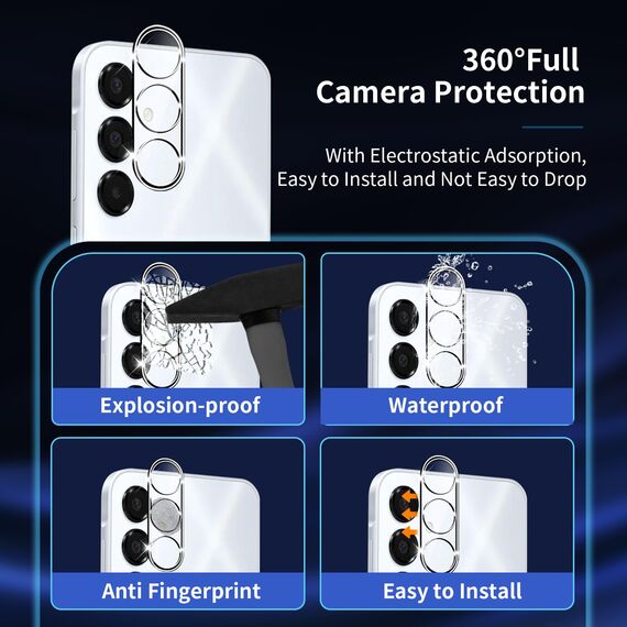 Wayneer Schutzfolie für Samsung Galaxy A16 5G/ 4G für Panzerglas mit Rahmen Positionierhilfe, 3 Stück Panzer Schutz Glas Mit 3 Stück Kamera Folie, Anti-Kratzen Folie 9H Härte HD Schutzglas