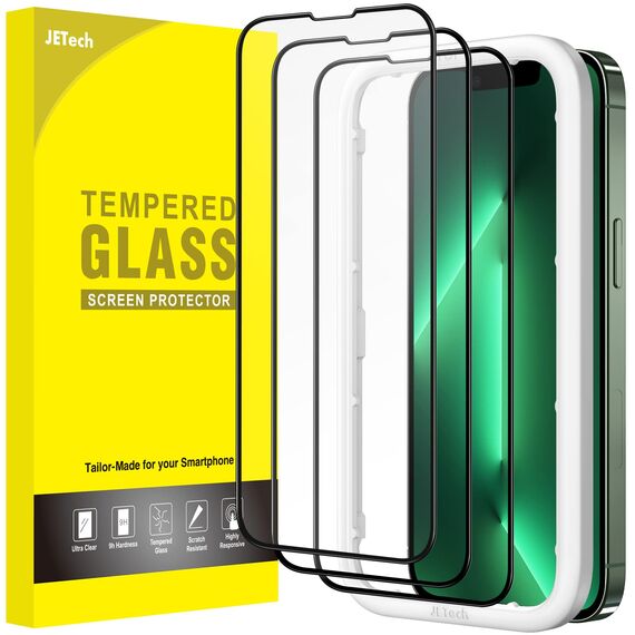 JETech Full Screen Schutzfolie für iPhone 13 Pro Max 6,7 Zoll, Schwarzer Rand Panzer Schutz Glas Folie Displayschutz mit Einfaches Installationswerkzeug, HD Klar, 3 Stück