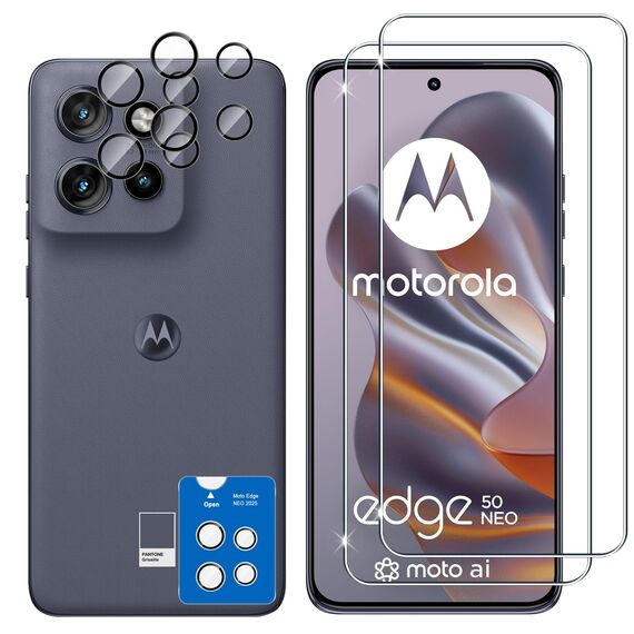 Lutree für Motorola Moto Edge 50 Neo für Panzerglas Schutzfolie, 2+2 Stück Schutzglas + Kameraschutz Folie, 9H Härte HD Displayschutz Bläschenfrei Anti- Kratzer Displayfolie