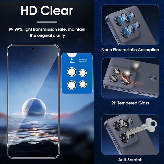 Lutree für Motorola Moto Edge 50 Neo für Panzerglas Schutzfolie, 2+2 Stück Schutzglas + Kameraschutz Folie, 9H Härte HD Displayschutz Bläschenfrei Anti- Kratzer Displayfolie