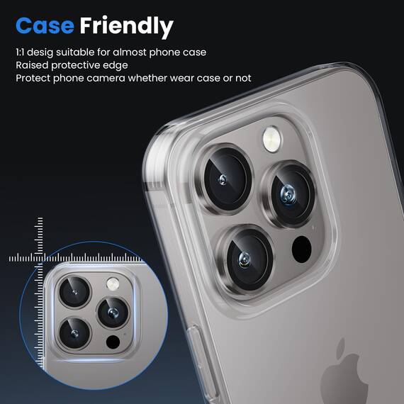 WSKEN für iPhone 16 Pro Max/iPhone 16 Pro Kameraschutz - 9H Härte Kratzfest Blasenfrei, HD Gehärtetes Kamera Metallglas Panzer Schutz Glas Displayschutz Folie,Handyhülle Freundlich,Natural Titanium
