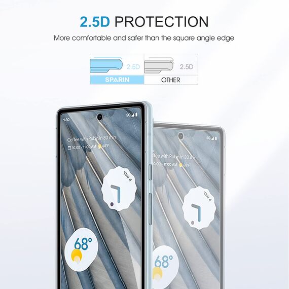 SPARIN Schutzfolie für Google Pixel 7a Panzer Schutz Glas mit Kameraschutz und Rahmen-Installationshilfe, HD Displayschutzfolie, 3+2 Stück