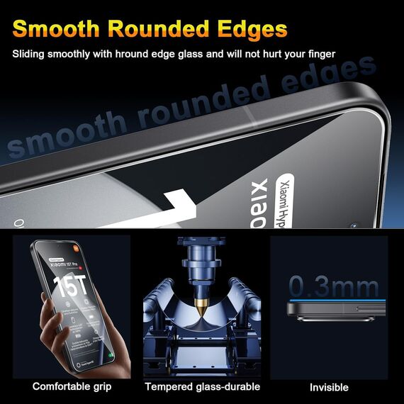 Wayneer Schutzfolie für Xiaomi Mi 15T/15T Pro für Panzerglas, 3 Stück Panzer Schutz Glas & 3 Stück Kameraschutz, Anti-Kratzen Folie 9H Härte HD Folie