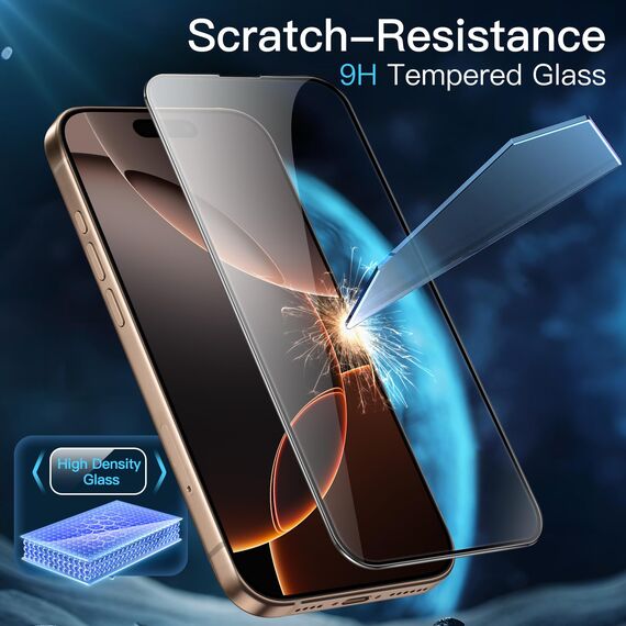 JETech Full Screen Schutzfolie für iPhone 16 Pro Max 6,9 Zoll, Schwarz Rand Gehärtete Glas Displayschutz mit Einfachem Installationswerkzeug, Hat Keinen Einfluss auf die Hülle, HD Klar, 3 Stück