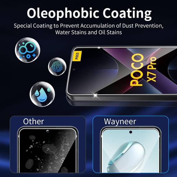 Wayneer Schutzfolie für Xiaomi POCO X7 Pro 5G für Panzerglas mit Rahmen Positionierhilfe, 3 Stück Panzer Schutz Glas Mit 3 Stück Kamera Folie, Anti-Kratzen Folie 9H Härte HD Schutzglas