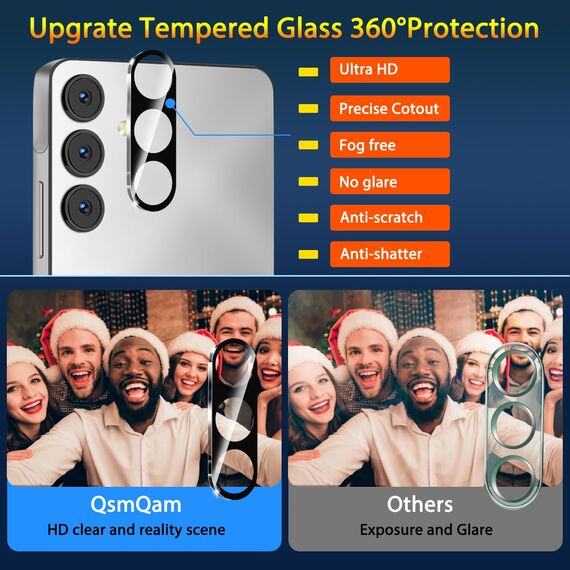 QsmQam 3 Stück Panzer Schutz Glas für Samsung Galaxy A16 4G/5G und 3 Stück Kameraschutz, 9H Härte Panzer folie Schutzfolie, HD Displayschutz Folie, Anti-Kratzer, Bläschenfrei
