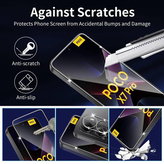 Wayneer Schutzfolie für Xiaomi POCO X7 Pro 5G für Panzerglas mit Rahmen Positionierhilfe, 3 Stück Panzer Schutz Glas Mit 3 Stück Kamera Folie, Anti-Kratzen Folie 9H Härte HD Schutzglas