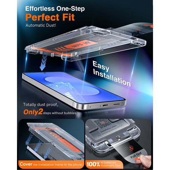 LK für Samsung Galaxy S25 FE Panzer Schutz Glas, [Premium Qualität] Vollständige [Auto-Installation] Abdeckung Schutzfolie, 0 Staub & Blasen, Kratzfest, HD & Anti-Fingerabdruck, 2 Stück