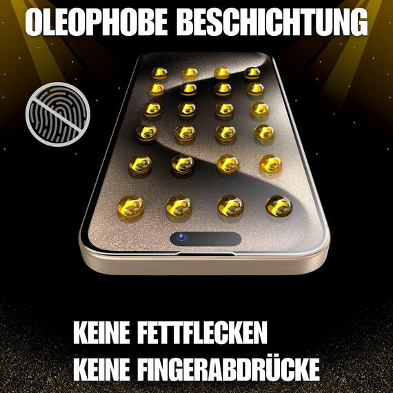 XeloTech Premium-Schutzglas für iPhone 15 Pro - Neue Antistaub-Schablone mit automatischer Ausrichtung, 2 Gläser - Extra Hart härter als 9H