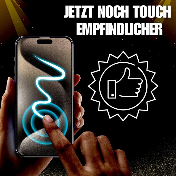 XeloTech Premium-Schutzglas für iPhone 15 Pro - Neue Antistaub-Schablone mit automatischer Ausrichtung, 2 Gläser - Extra Hart härter als 9H