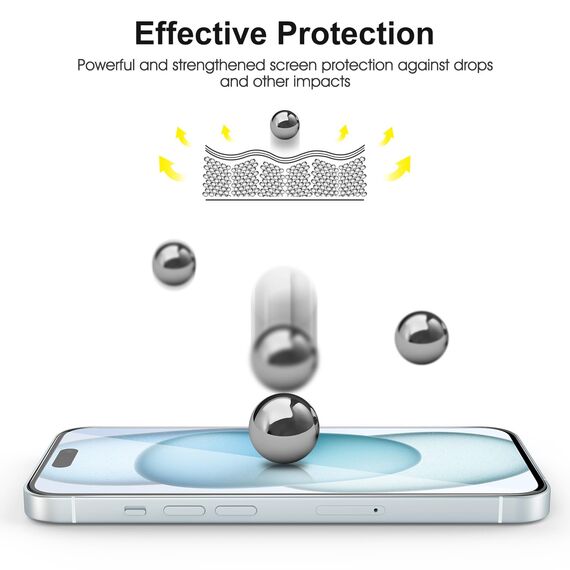 SPARIN 2+2 Stück Panzer Schutz Glas Schutzfolie für iPhone 15 mit Hilfsrahmen und Kameraschutz, 9H-Härte Schutzglas
