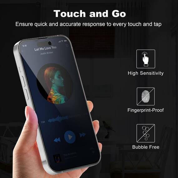 Tentoki sichtschutz für panzerglas iPhone 14 Pro 6,1 Zoll, kompatibel mit Face ID, 25° Anti-Spionage Premium 9H Schutzglas Glas [Ultra-Privatsphäre] [Auto Dust-Elimination] [HD klar] 2 Stück