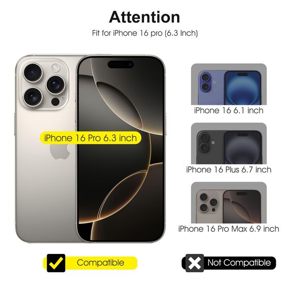 SPARIN Panzer Schutz Glas für iPhone 16 Pro, 3+3 Stück Schutzfolie und Kameraschutz mit Rahmen-Installationshilfe,9H Härte, Anti-Kratzen, Anti-Öl, Anti-Bläschen,HD-Klar
