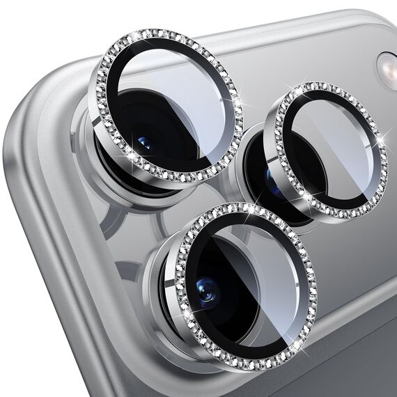 WSKEN für iPhone 17 Pro Max/iPhone 17 Pro Kameraschutz - 9H Härte Kratzfest Blasenfrei, HD Gehärtetes Kamera Metallglas Panzer Schutz Glas Displayschutz Folie,Sparkle Diamond Silver