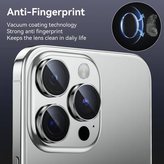 WSKEN für iPhone 15 Pro Max/iPhone 15 Pro Kameraschutz - 9H Härte Kratzfest Blasenfrei, HD Gehärtetes Kamera Metallglas Panzer Schutz Glas Displayschutz Folie,Handyhülle Freundlich,Silver Titanium