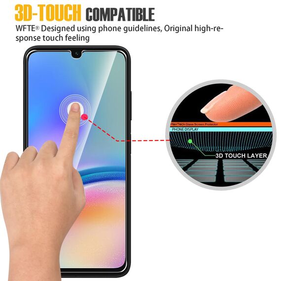 WFTE [2 Stück Schutzfolie für Samsung Galaxy A05S/A05 Panzerglas Glasfolie 9H Härte, Anti-Kratzen, Anti-Bläschen Displayschutzfolien Panzer Schutz Glas für Galaxy A05S