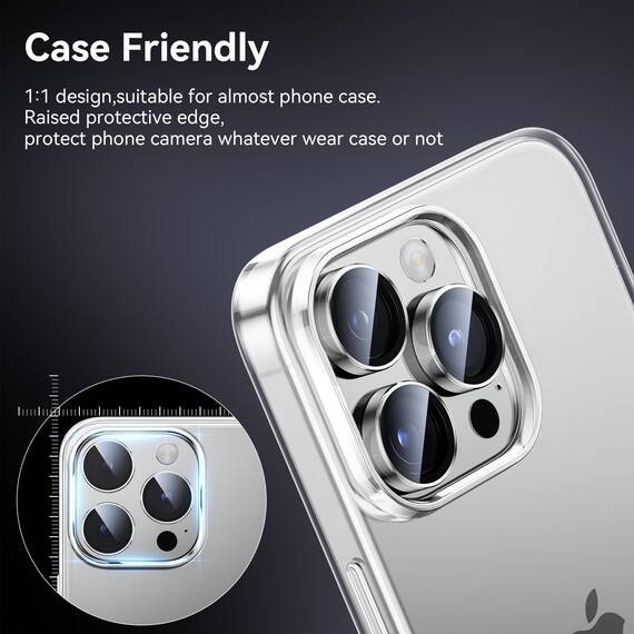 WSKEN für iPhone 15 Pro Max/iPhone 15 Pro Kameraschutz - 9H Härte Kratzfest Blasenfrei, HD Gehärtetes Kamera Metallglas Panzer Schutz Glas Displayschutz Folie,Handyhülle Freundlich,Silver Titanium