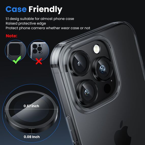 WSKEN für iPhone 16 Pro Max/iPhone 16 Pro Kameraschutz - 9H Härte Kratzfest Blasenfrei, HD Gehärtetes Kamera Metallglas Panzer Schutz Glas Displayschutz Folie,Handyhülle Freundlich,Black Titanium
