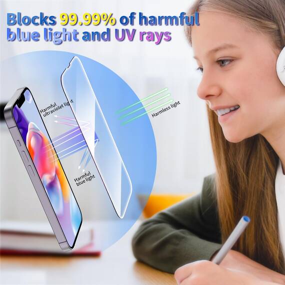 Tentoki für Panzerglas iPhone 16e/13/13Pro/14 (6,1 zoll) Schutzfolie Anti-Blaulicht, 2.5D vollständige Abdeckung 9H+ Displayschutz, Reduzieren Sie die Ermüdung der Augen [Augen schützen] [HD] 2 Stück