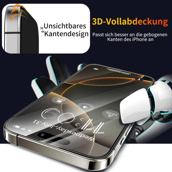 Tentoki für Panzerglas für iPhone 16 Pro/iPhone 17 Panzer Schutz Glas (6.3''), Schutzfolie kompatibel mit iPhone 16pro /17, Auto Dust-Elimination Panzerfolie [9H+] Full Screen [Bläschenfrei] 2 Stück