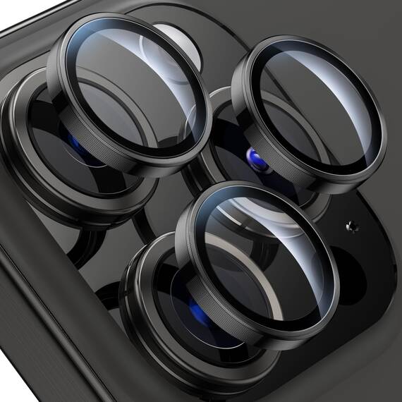 WSKEN für iPhone 15 Pro Max/iPhone 15 Pro Kameraschutz - 9H Härte Kratzfest Blasenfrei, HD Gehärtetes Kamera Metallglas Panzer Schutz Glas Displayschutz Folie,Handyhülle Freundlich,Black Titanium