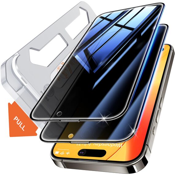 Tentoki sichtschutz für panzerglas iPhone 15 Pro 6,1 Zoll, Schutzfolie kompatibel mit Face ID, 25° Anti-Spionage 9H Schutz Glas [Auto Dust-Elimination][Ultra-Privatsphäre][HD klar][Blasenfrei] 2 Stück