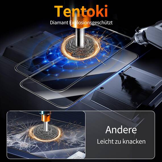 Tentoki für Panzerglas für iPhone 17 Pro Panzer Schutz Glas (6.3''), Schutzfolie kompatibel mit 17pro, Auto Dust-Elimination Panzerfolie [9H] Full Screen [Bläschenfrei] 2 Stück
