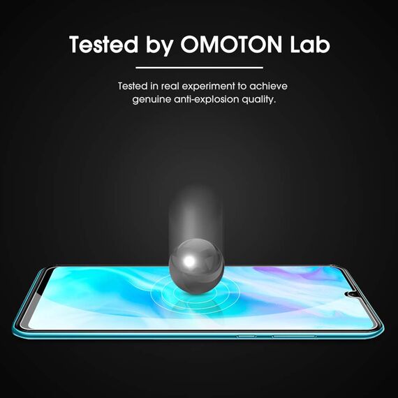 OMOTON [3 Stück Schutzfolie kompatible mit Huawei P30 Lite, 9H Härte, Anti-Kratzen, Mit Positionierhilfe, Anti-Öl, Anti-Bläschen,Kristall-klar [2.5D Runde Kante]