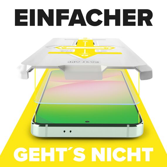 FlexiSchutz® Schutzglas für Samsung Galaxy A56 5G Schutzfolie, Screen Protector, Glas Displayschutzfolie mit Praktischer Installationshilfe, Displayschutz, Glas Folie mit Schablone [2 Stück]
