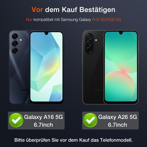 LK 3 Stück Schutzfolie für Samsung Galaxy A16 5G/A26 5G für Panzerglas, 9H Härte Stoßfest Kratzfest Panzerfolie, HD Ultra-klar Displayschutzfolie