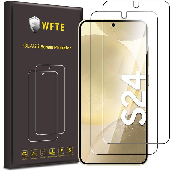 WFTE [2 Stück] Schutzfolie für Samsung Galaxy S24 5G Panzer Schutz Glas Glasfolie 9H Härte, Anti-Kratzen, Anti-Bläschen Displayschutzfolien Panzer Schutz Glas für Samsung S24