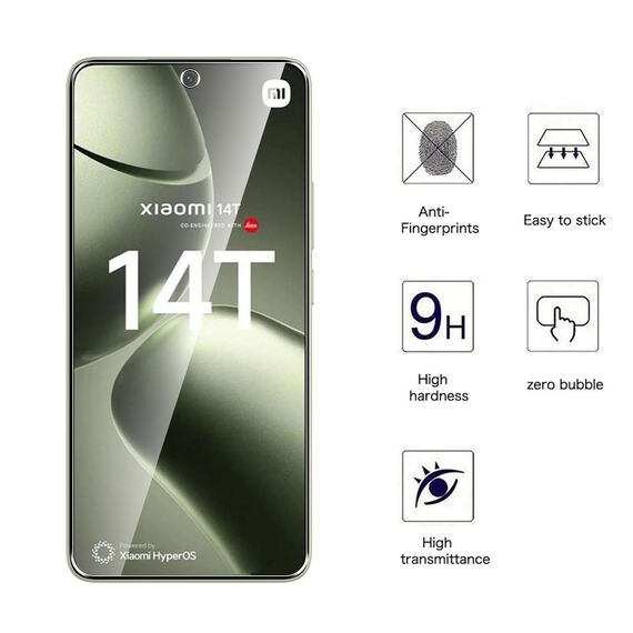 WFTE [2 Stück Schutzfolie für Xiaomi 14T/14T Pro Panzerglas folie 9H Härte, Anti-Kratzen, Anti-Bläschen Displayschutzfolien Schutz Glas für Xiaomi Mi 14T/14T Pro 5G