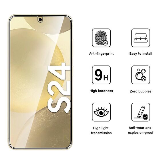 WFTE [2 Stück] Schutzfolie für Samsung Galaxy S24 5G Panzer Schutz Glas Glasfolie 9H Härte, Anti-Kratzen, Anti-Bläschen Displayschutzfolien Panzer Schutz Glas für Samsung S24