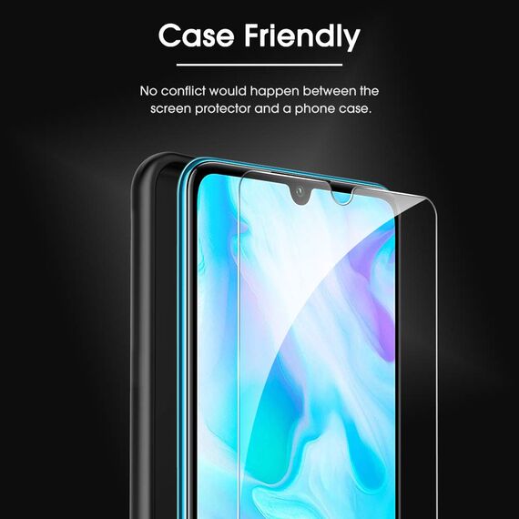 OMOTON [3 Stück Schutzfolie kompatible mit Huawei P30 Lite, 9H Härte, Anti-Kratzen, Mit Positionierhilfe, Anti-Öl, Anti-Bläschen,Kristall-klar [2.5D Runde Kante]