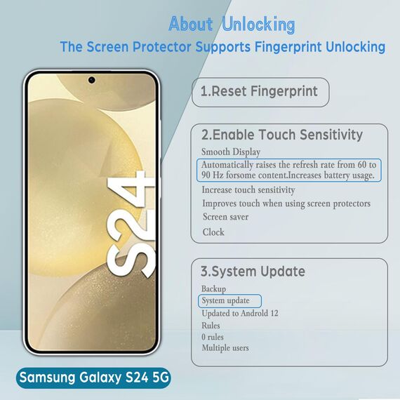 WFTE [2 Stück] Schutzfolie für Samsung Galaxy S24 5G Panzer Schutz Glas Glasfolie 9H Härte, Anti-Kratzen, Anti-Bläschen Displayschutzfolien Panzer Schutz Glas für Samsung S24