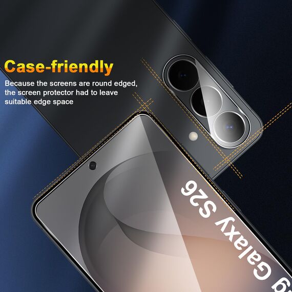QULLOO Schutzfolie für Samsung Galaxy S26 für Panzerglas, 3 Stück Displayschutz und 3 Stück Kameraschutz, 9H Härte HD Klar Schutzglas mit Montage Rahmen Anti-Kratzen Glas Folie für Galaxy S 26