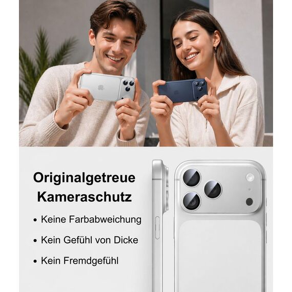 TORRAS für iPhone 17 Pro Kameraschutz [Nr.1 Militärtaugliche Bruchsicherheit] Kratzfest & HD-Klare Kamera schutz für iPhone 17 Pro,9H+ Härte & Einfache Montage,Silber