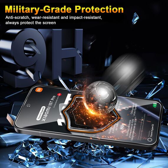 QULLOO Schutzfolie für Xiaomi Mi 15T Pro für Panzerglas, 3 Stück Displayschutzfolie mit 3 Stück Kameraschutz, 9H Härte Gehärtetes Glas HD Klar Schutzglas Anti-Kratzen Folie