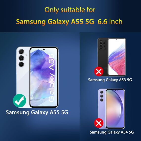 QsmQam 3 Stück Panzer Schutz Glas für Samsung Galaxy A55 5G und 3 Stück Kameraschutz, 9H Härte Schutzfolie, HD Displayschutz Folie, Anti-Kratzer, Bläschenfrei (Packung mit 2)